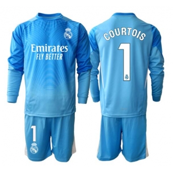 Real Madrid Thibaut Courtois #1 Portiere Maglia Gara Casa Repliche 2025-26 Bambino Maniche Lunghe